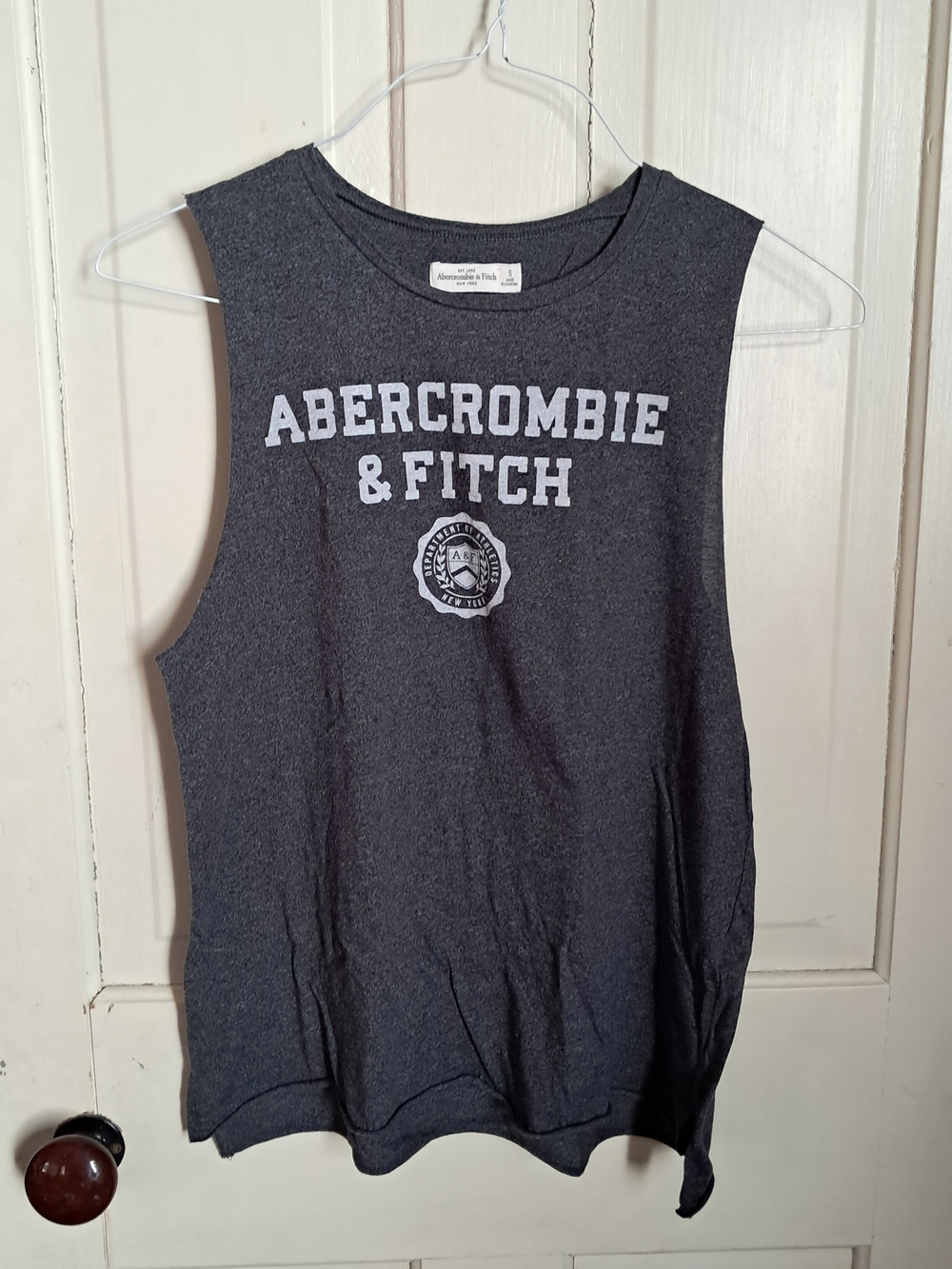 Abercrombie & Fitch Women's Charcoal Logo Muscle Tank